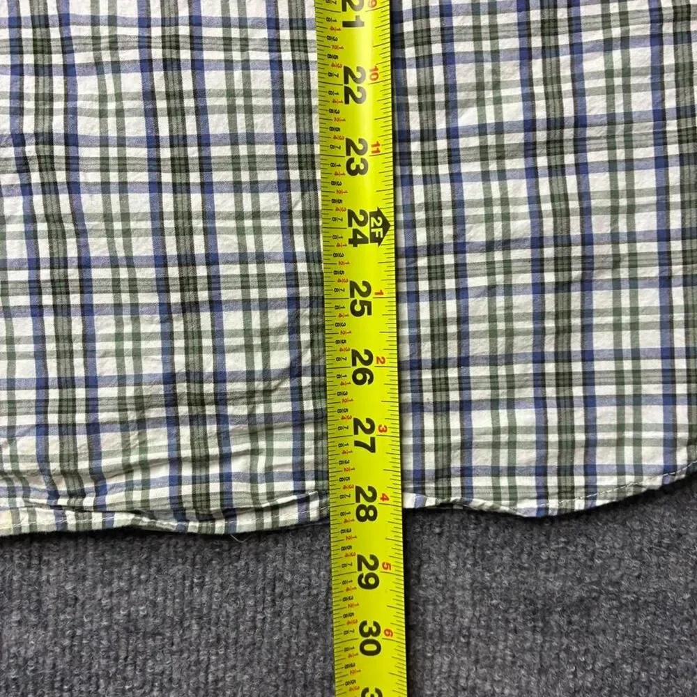 J.Crew Flex Washed Plaid Button Up Shirt Mens Medium Green Blue Classic Fit